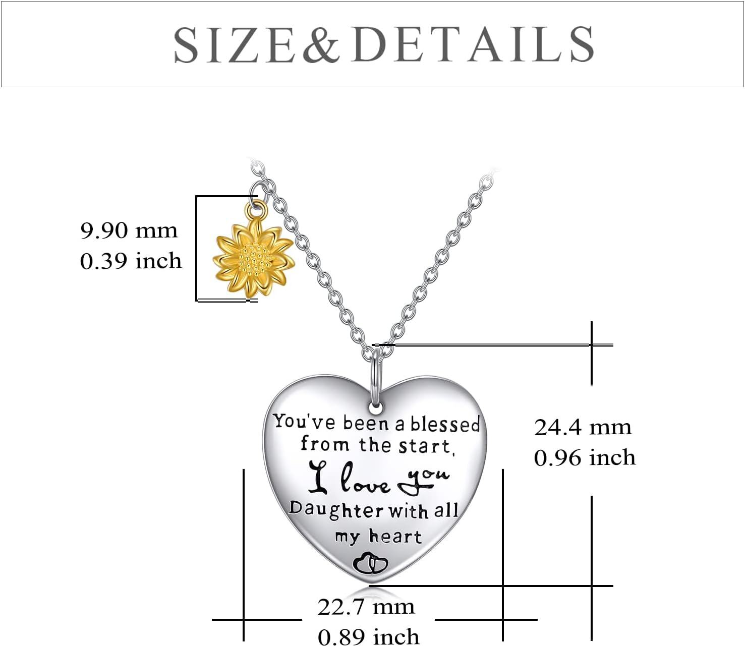 Sterling Silver Sunflower Necklace Jewelry for Women Gift from Mom Dad-0-1