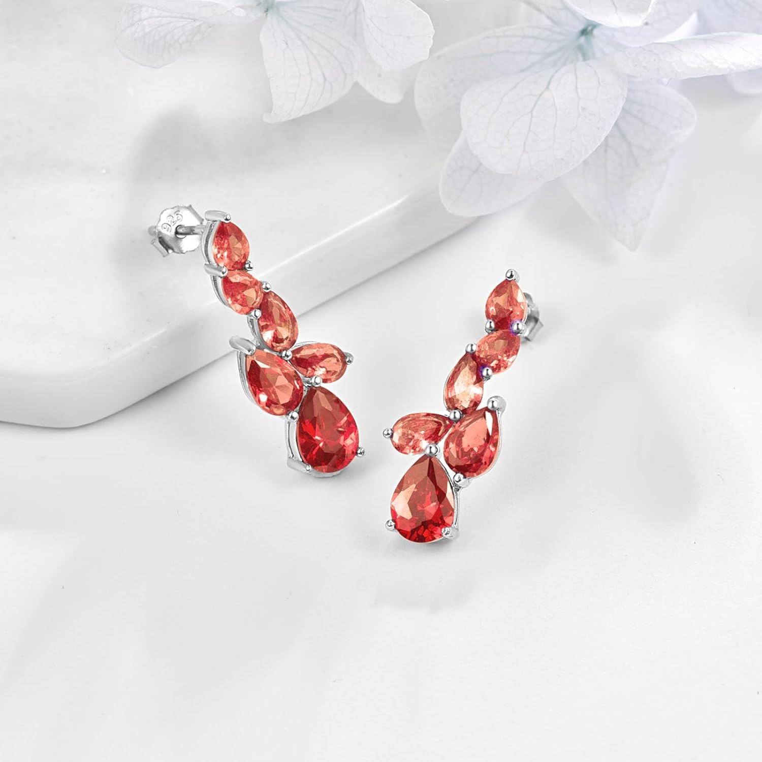 wholesale 925 Sterling Silver Birthstone Teardrop Dangle Earrings for Women-0-1