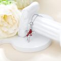 wholesale 925 Sterling Silver Red Cardinal Bird on Vine Cross Pendant Necklace for Women Girls - Memorial  48cm Chain Length-0-1