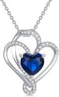 wholesale 925 Sterling Silver Birthstone Heart Necklace Pendant Jewelry for Women-0-0