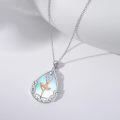 wholesale 925 Sterling Silver Ballerina Dancing in Teardrop Shape with Blue Moonstone and Rose Gold Accents Pendant Necklace-0-4