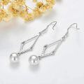 wholesale 925 Sterling Silver AAA+ Freshwater Pearl Cubic Zirconia Drop Earrings-0-2