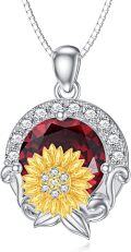 wholesale Metal Stone Sunflower Birthstone Necklace Pendant Gift for Women-0-0