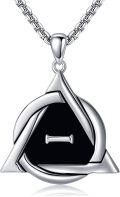 wholesale 925 Sterling Silver Black Obsidian Triangle Pendant Necklace  for Women Men Gothic s-0-0