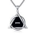 wholesale 925 Sterling Silver Black Obsidian Triangle Pendant Necklace  for Women Men Gothic s-0-0