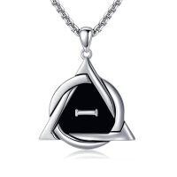 wholesale 925 Sterling Silver Black Obsidian Triangle Pendant Necklace  for Women Men Gothic s-Therian