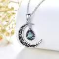 wholesale 925 Sterling Silver Crescent Moon with Amethyst Pendant Necklaces for Women s 45cm Chain Length-0-24