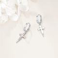 wholesale 925 Sterling Silver Baseball Stitched Cross Drop Dangle Earrings - Irish Fashion s for Women-0-2