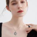 wholesale 925 Sterling Silver Oxidized Crescent Moon Tree Of Life Cubic Zirconia Pendant Necklace-0-2