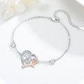 wholesale 925 Sterling Silver Rose Gold Plated Heart-Shaped Bracelet with Cubic Zirconia Accents and Numbered Pendant - Perfect Gift for Mother's Day/Wife/Mom/Grandma/Daughter on Her Special Occasion-0-2
