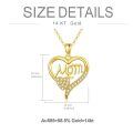 wholesale 14k Mom Heart Pendant Necklace With Cubic Zirconia-0-3