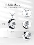 wholesale 925 Sterling Silver Black Onyx Skeletons in the Moonlight Couples Pendant Necklace for Women-0-1