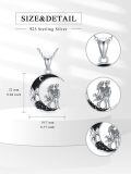 wholesale 925 Sterling Silver Black Onyx Skeletons in the Moonlight Couples Pendant Necklace for Women-0-1