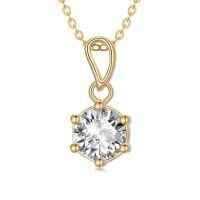 wholesale 14K Gold Moissanite Round Princess Cut 1-2 Carat D-VVS1 Solitaire Pendant Necklace-Round shape