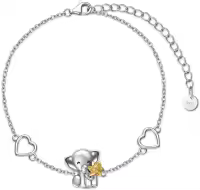 wholesale 925 Sterling Silver Heart & Elephant Charm Bracelet Wholesale for Women and Girls-01-Elephant with Sunflower