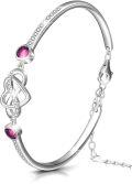 wholesale Sterling Silver Austrian Crystal Infinity Love Heart Bangle Bracelet Adjustable 6 8 Gift for Her-0-1