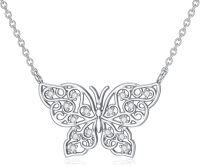wholesale 925 Sterling Silver Filigree Butterfly Pendant with Cubic Zirconia Necklaces for Women Gifts-Type 3