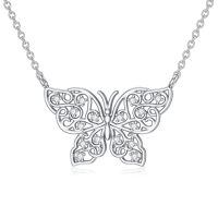 wholesale 925 Sterling Silver Butterfly Necklace With Zirconia-Type 3