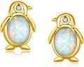 wholesale 925 Sterling Silver Penguin Synthetic Opal Stud Earrings for Women Gifts-0-0