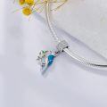 wholesale 925 Sterling Silver Blue Bird Pendant Necklace with Green Leaves and Branches Charm Jewelry for Women Girls Gift 48cm Chain Length-0-1