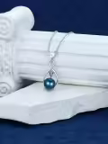TOUPOP Sterling Silver Black Freshwater Pearl Infinity Letter Pendant Necklace-0-2