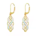 TOUPOP Sterling Silver Opal Celtic Knot Dangle Earrings Irish Jewelry Christmas Gifts-0-0