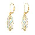 TOUPOP Sterling Silver Opal Celtic Knot Dangle Earrings Irish Jewelry Christmas Gifts-0-0