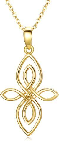 wholesale 14K Gold Celtic Knot Moissanite Pendant Necklaces for Women Irish s-Cross