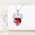 wholesale 925 Sterling Silver Heart-Shaped Red Crystal Phoenix Pendant Necklace for Women-0-3