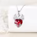 wholesale 925 Sterling Silver Heart-Shaped Red Crystal Phoenix Pendant Necklaces Wholesale for Women-0-3