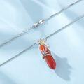 wholesale 925 Sterling Silver Carnelian Healing Crystal Lily Pendant Necklaces - Mothers Day Gifts for Mom Daughter Wife Sister Friends-0-1