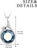 wholesale 925 Sterling Silver Blue Austrian Crystal Fox Tail Pendant Necklace for Women Gifts-0-3