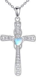 wholesale 925 Sterling Silver Heart-Shaped Opal Celtic Cross Necklace for Women - Vintage Christian Irish s-0-0