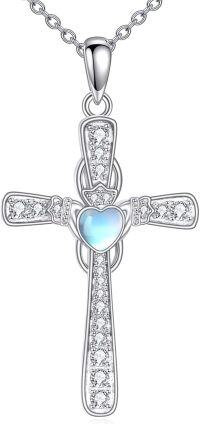 wholesale 925 Sterling Silver Heart-Shaped Opal Celtic Cross Necklace for Women - Vintage Christian Irish s-Claddagh Cross