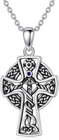 wholesale 925 Sterling Silver Celtic Cross with Angel Wings & Tree of Life Pendant Necklaces s for Women and Girls-0-0