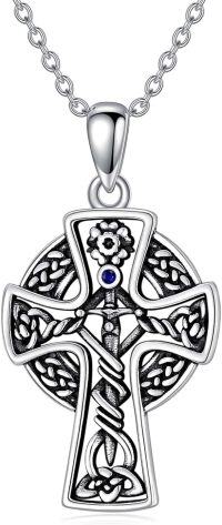 wholesale 925 Sterling Silver Celtic Cross with Angel Wings & Tree of Life Pendant Necklaces s for Women and Girls-Celtic Cross