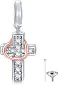 wholesale 925 Sterling Silver Rose Gold Heart Cross Urn Dangle Charms for Women -0-0