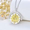 wholesale 925 Sterling Silver Moonstone Sun & Moon Pendant with Metatron Cube Charm Necklace-0-2