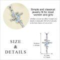 wholesale 925 Sterling Silver Blue Lily Birth Flower Cross Pendant Necklace for Women-0-4