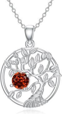 wholesale 925 Sterling Silver Tree of Life Birthstone Necklace for Women Gift-07-July