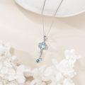 wholesale 925 Sterling Silver Blue Moonstone Heart Key Pendant Necklace for Women-0-4