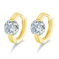 wholesale 18K Gold Round Cut Moissanite Huggie Hoop Earrings for Women-0-0