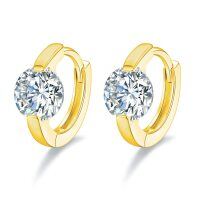 wholesale 18K Gold Round Cut Moissanite Huggie Hoop Earrings for Women-Gold 18K