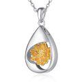 wholesale 925 Sterling Silver Teardrop Pendant With Gold Lotus Flower-0-0