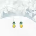 wholesale 925 Sterling Silver Yellow Green Pineapple Drop Earrings Wholesale for Women Summer Beach Fruit Dangle -0-2