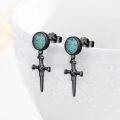 wholesale 925 Sterling Silver Cross & Turquoise Studs with Abalone Shell Drops-0-2