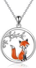 wholesale 925 Sterling Silver Fox Pendant Necklace Animal Charm Gift for Her-0-0