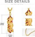 wholesale 925 Sterling Silver & Red Crystal Phoenix Pendant Necklace with Gold-Plated Chain-0-3