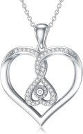 wholesale 925 Sterling Silver Infinity Double Heart Pendant with Cubic Zirconia Necklaces for Women s-0-0