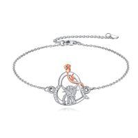 wholesale 925 Sterling Silver Highland Cow Rose Charm Bracelet - Cute Animal Hypoallergenic s for Women & Teen Girls-highland cow